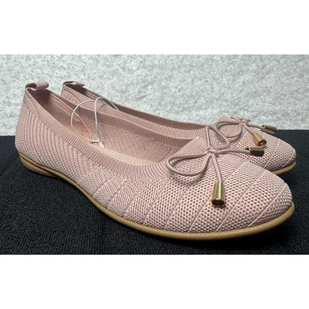 Chinese Laundry Light Baby Pink Knitted Ballet Flats w/Bow Detail-Size 6.5W WIDE